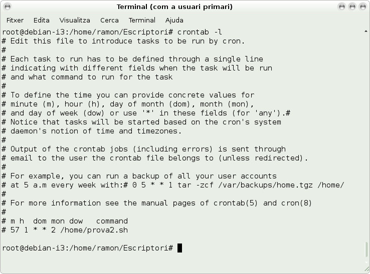 Programar tasques amb CRONTAB